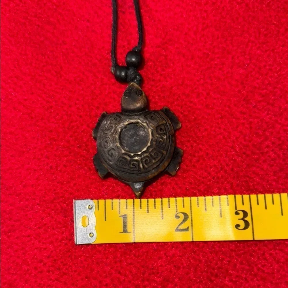 Turtle Pendant Necklace with Black Cord